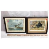 Framed Waterfoul and Black Lab Art (2 Pieces)