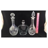 Three Crystal/Glass Decanters