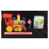 Ideal Wind Up Train Toy, 2 Superhero Toys