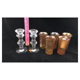 Shannon Candlesticks & Tree Bark Carnival Glasses