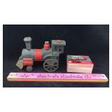 Cast Iron Locomotive and Fire Truck Cards