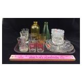 Shot Glasses, Small Bottles, Glass Coasters, Tray