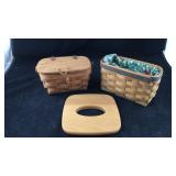 Two Small Longaberger Baskets Plus Extra Lid