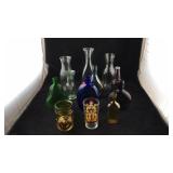 One Dozen Med and Lge Clear and Colored Bottles