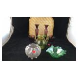 Seven Pieces of Colored Glass Items