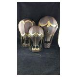 Three Tin Hot Air Balloon Wall Hangings