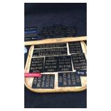 Box of Many Sports Figures Metal Name Tags