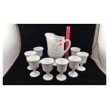Milk Glass Pitcher and Cups