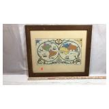 Framed "Olde World Map" Tapestry