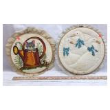 2 Hand Stitched Wall Hangings
