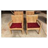 4 Matching Solid Oak Wide Chairs with Cushions
