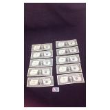 10 - 1957 $1 blue seal silver certificates