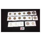 17 assorted foreign coins