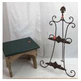 Small Wood Stool and Small Metal Easel