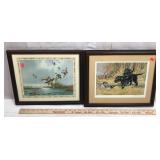 Framed Waterfoul and Black Lab Art (2 Pieces)