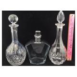 Three Crystal/Glass Decanters