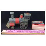 Cast Iron Locomotive and Fire Truck Cards