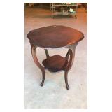 Vintage Wood Parlor Table with Queen Anne Legs