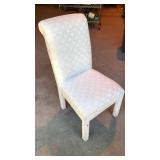 Upholstered White Chair with Gold Fan Accents
