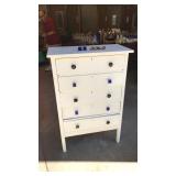 White 5 Drawer Chest with Fancy Knobs