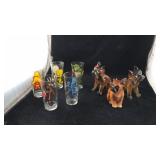 Pepsi Cartoon Glasses and 3 Boxer Dog Planters