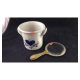 Williamsburg Pottery Crock and Old Hand Mirror