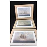 Three Double Matted Training Ship Prints