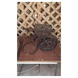 Old Iron Treadle, Wheel and Ice Tongs