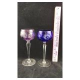Blue and Violet Crystal Stemware Glasses
