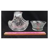 Etched Crystal Basket & Crystal Bowl