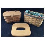 Two Small Longaberger Baskets Plus Extra Lid