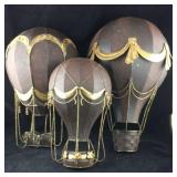 Three Tin Hot Air Balloon Wall Hangings