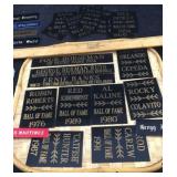 Box of Many Sports Figures Metal Name Tags