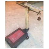 Old Rolling Balance Beam Scale with Weights