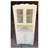 White Corner Cabinet with Metal Screen