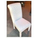 Upholstered White Chair with Gold Fan Accents