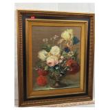 Framed Floral Painting on Canvas