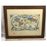 Framed Tapestry "Olde World Map"