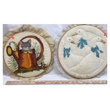 2 Hand Stitched Wall Hangings