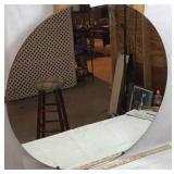 Large Round Mirror with Wood Stand
