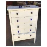 White 5 Drawer Chest with Fancy Knobs