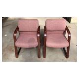 Pair of Upholstered Wood Frame Office Chairs