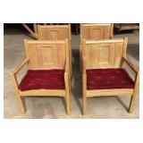 4 Matching Solid Oak Wide Church Alter Chairs