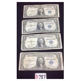 4 - 1935A $1  blue seal silver certificates