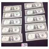 10 - 1957 $1 blue seal silver certificates