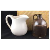 White McCoy Pitcher and Little Brown Jug