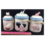 Porcelain Farm Animal Jars