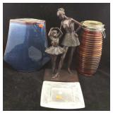 Art Vase, Glass Jar, Ballerinas Figure, Tray