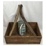Wood Crate and Can Spout and Horse Hames