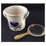 Williamsburg Pottery Crock and Old Hand Mirror